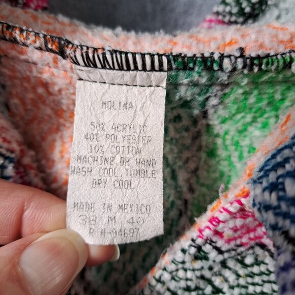 Molina Hoodie Mens M 38/40 Pullover Mexi Baja Beach Blanket Striped Multi Unisex - Picture 2 of 16
